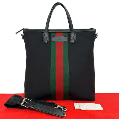 Gucci Sherry Line Canvas Leather 2-Way Shoulder Bag Business Black