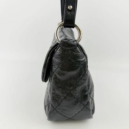 Chanel Wild Stitch CC Logo Shoulder Bag Leather Black Silver Vintage — view 5