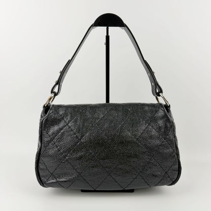 Chanel Wild Stitch CC Logo Shoulder Bag Leather Black Silver Vintage — view 4