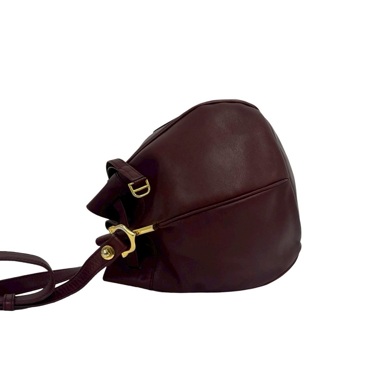 Cartier Vintage Must Line Logo Leather Drawstring Shoulder Bag Pochette — view 5
