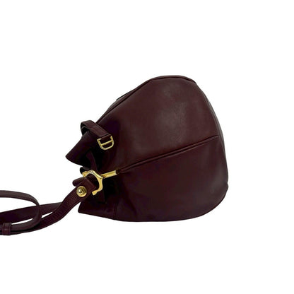 Cartier Vintage Must Line Logo Leather Drawstring Shoulder Bag Pochette — view 5