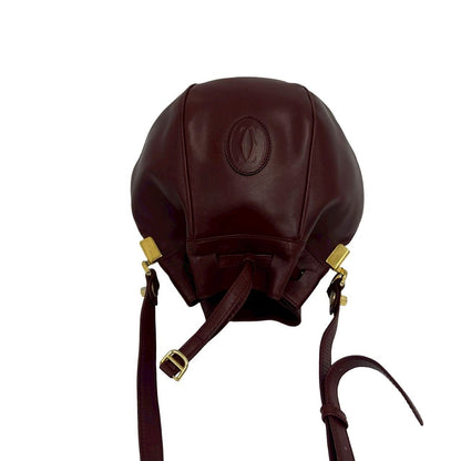Cartier Vintage Must Line Logo Leather Drawstring Shoulder Bag Pochette — view 4