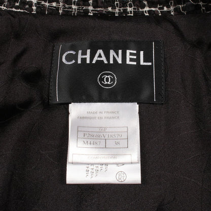 Chanel CC Logo Button Dot Tweed Silk Jacket — view 3