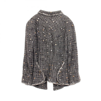 Chanel CC Logo Button Dot Tweed Silk Jacket — view 2