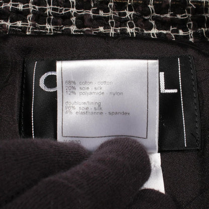 Chanel CC Logo Button Dot Tweed Silk Jacket — view 5