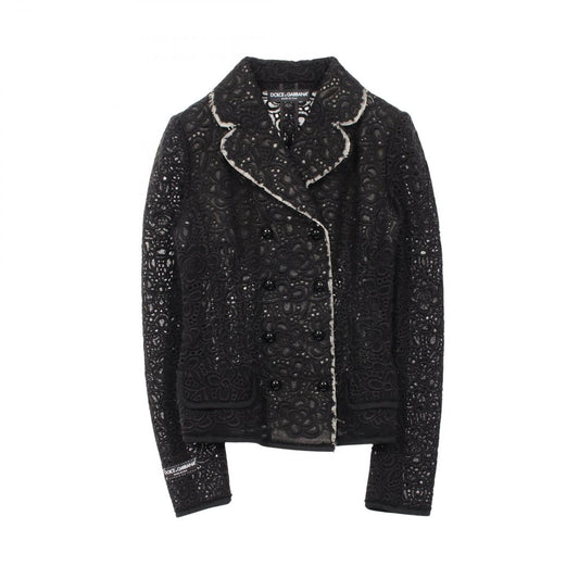Dolce & Gabbana Total Lace Black Wool Jacket