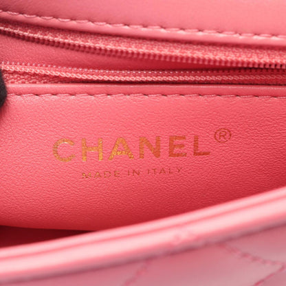 Chanel Shoulder Bag Quilted Small Top Handle 2-Way Pink Lambskin Mini Chain — view 4