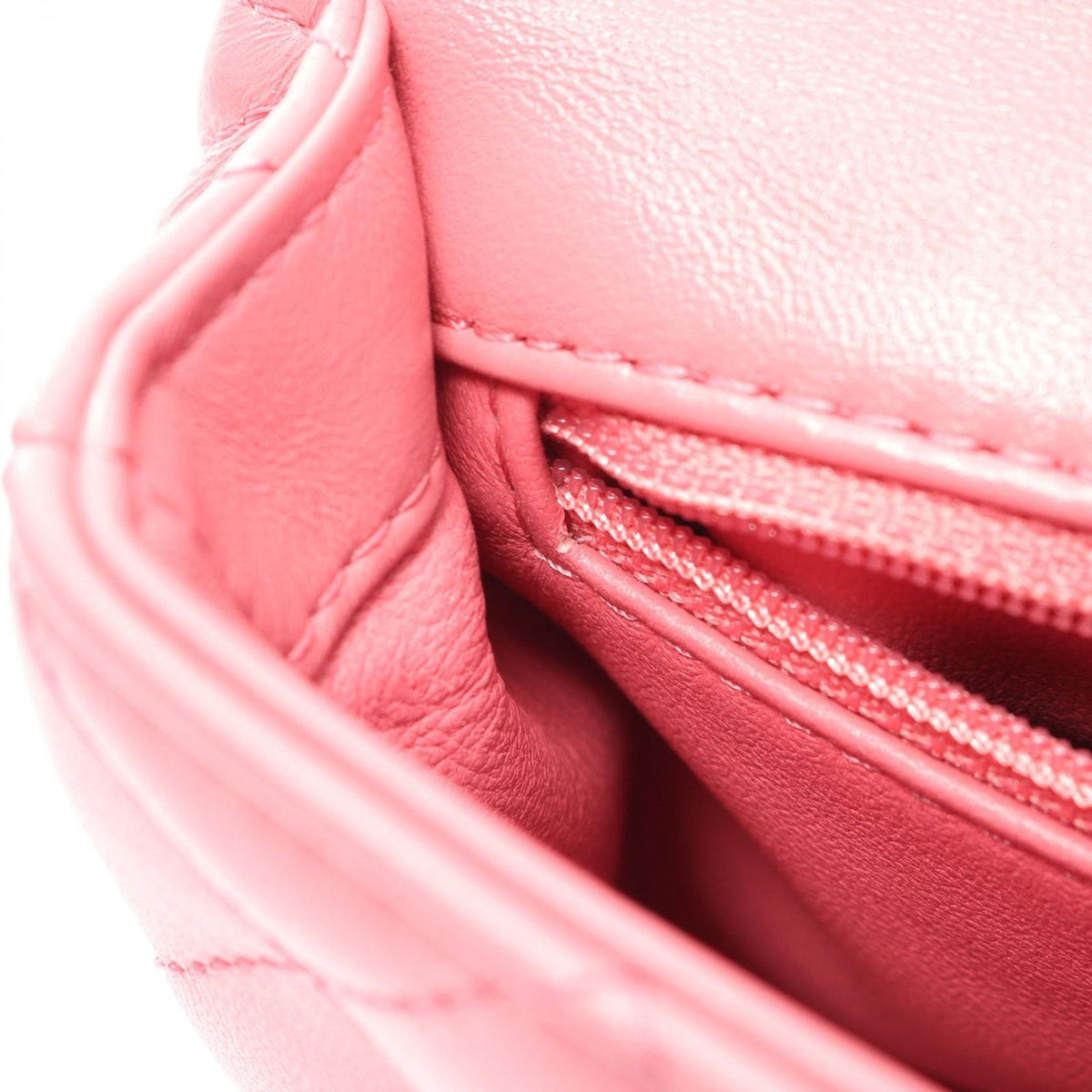 Chanel Shoulder Bag Quilted Small Top Handle 2-Way Pink Lambskin Mini Chain — view 6