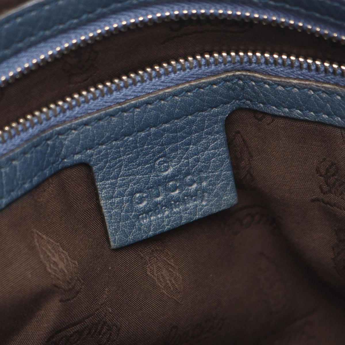 Gucci Tote Bag Bamboo GG Canvas Beige Blue — view 4