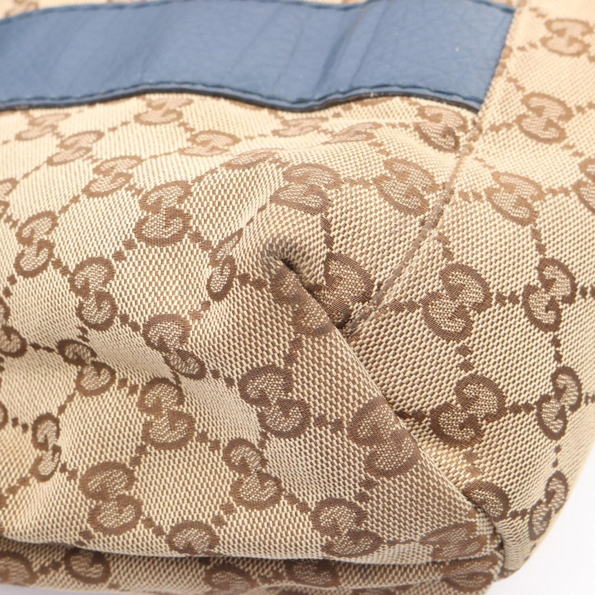 Gucci Tote Bag Bamboo GG Canvas Beige Blue — view 5
