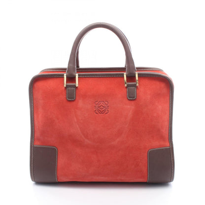 Loewe Handbag Amazona 32 Red Brown Suede Leather Hand Bag