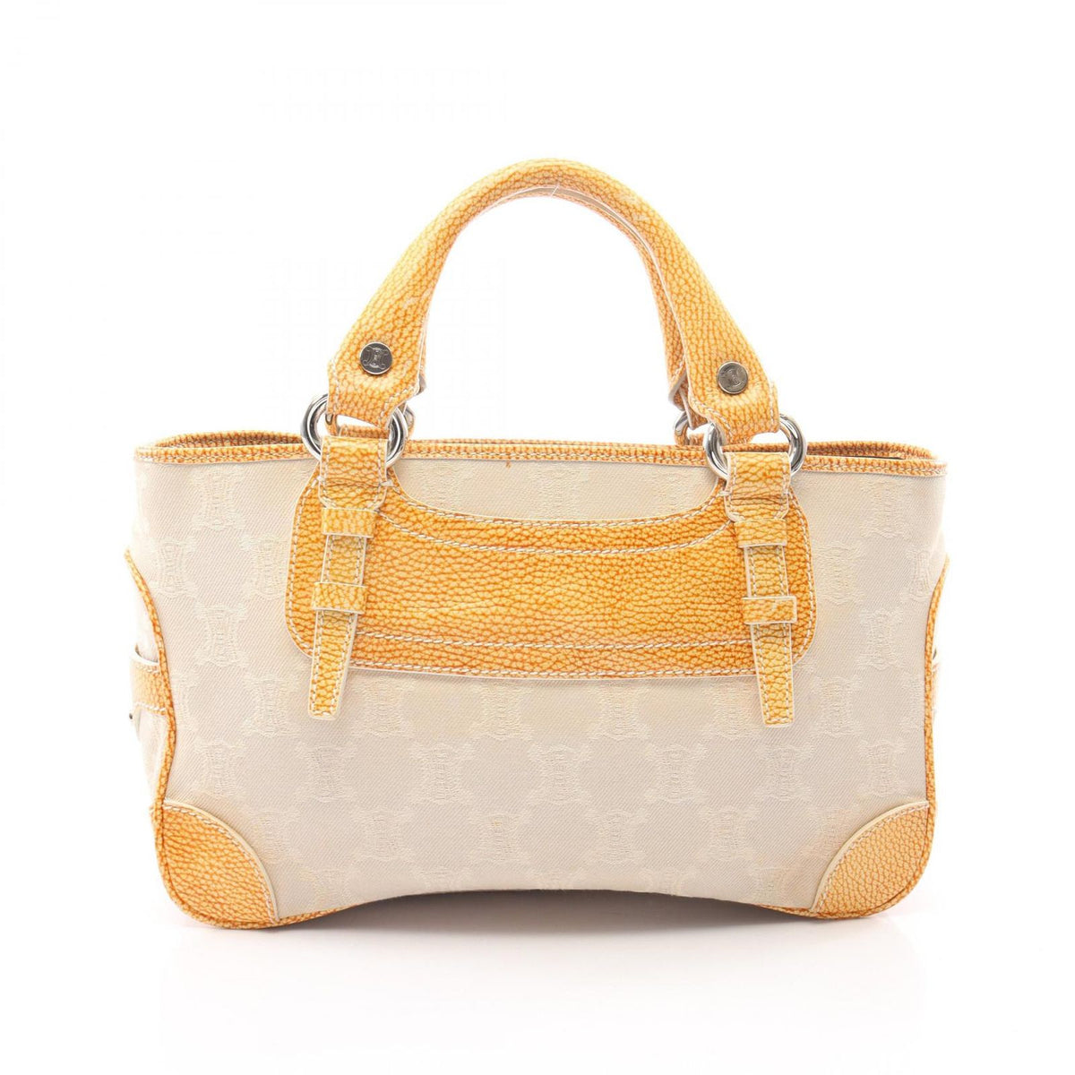 Celine Handbag Boogie Bag Yellow Beige Canvas Leather