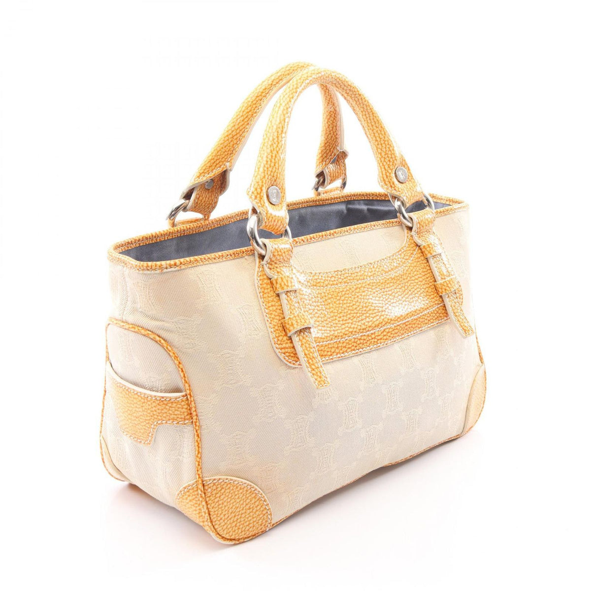Celine Handbag Boogie Bag Yellow Beige Canvas Leather — view 2