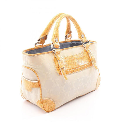 Celine Handbag Boogie Bag Yellow Beige Canvas Leather — view 2