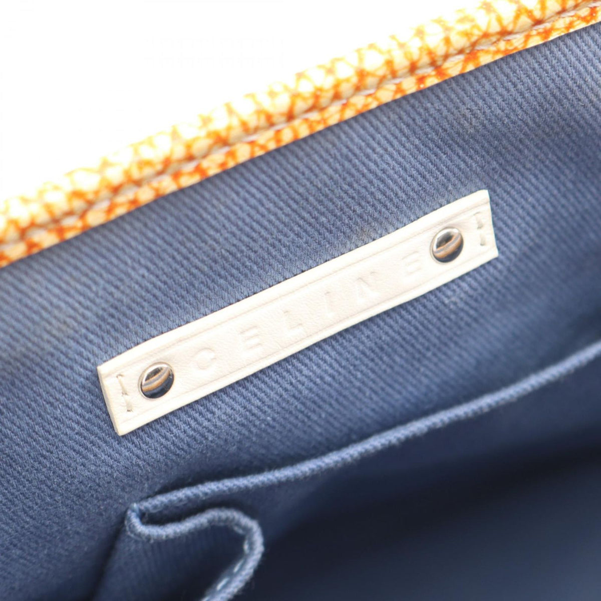 Celine Handbag Boogie Bag Yellow Beige Canvas Leather — view 4