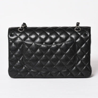 Chanel Quilted 25 Double Flap Chain Shoulder Bag CC Logo Caviar Leather Black — view 2