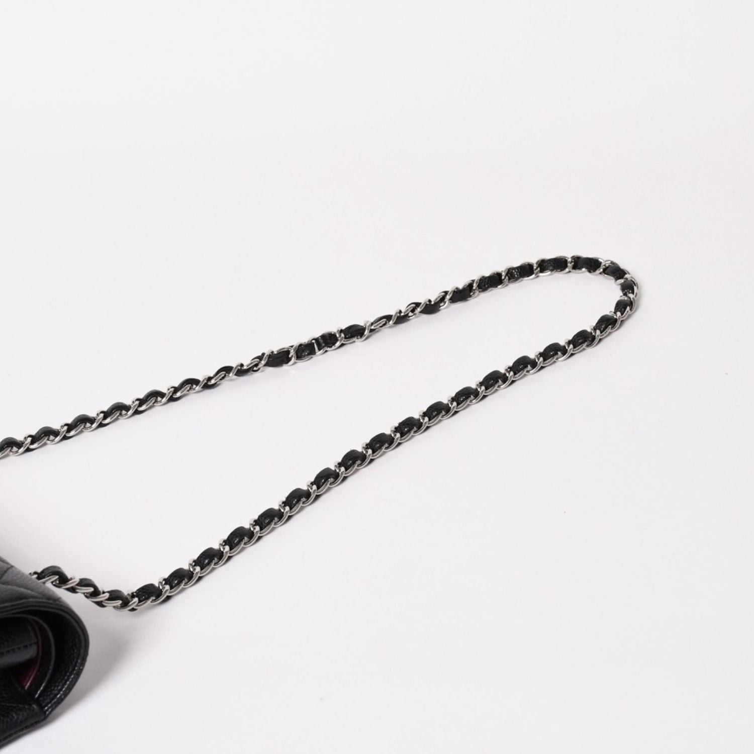 Chanel Quilted 25 Double Flap Chain Shoulder Bag CC Logo Caviar Leather Black — view 5