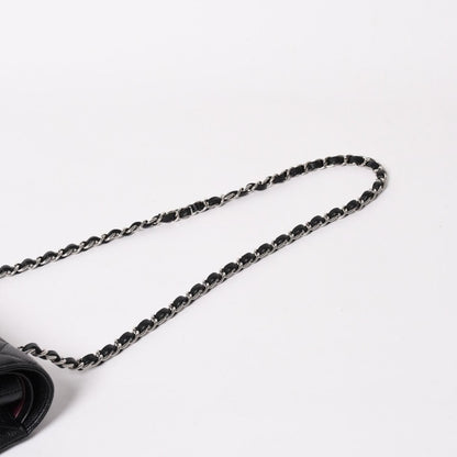 Chanel Quilted 25 Double Flap Chain Shoulder Bag CC Logo Caviar Leather Black — view 5