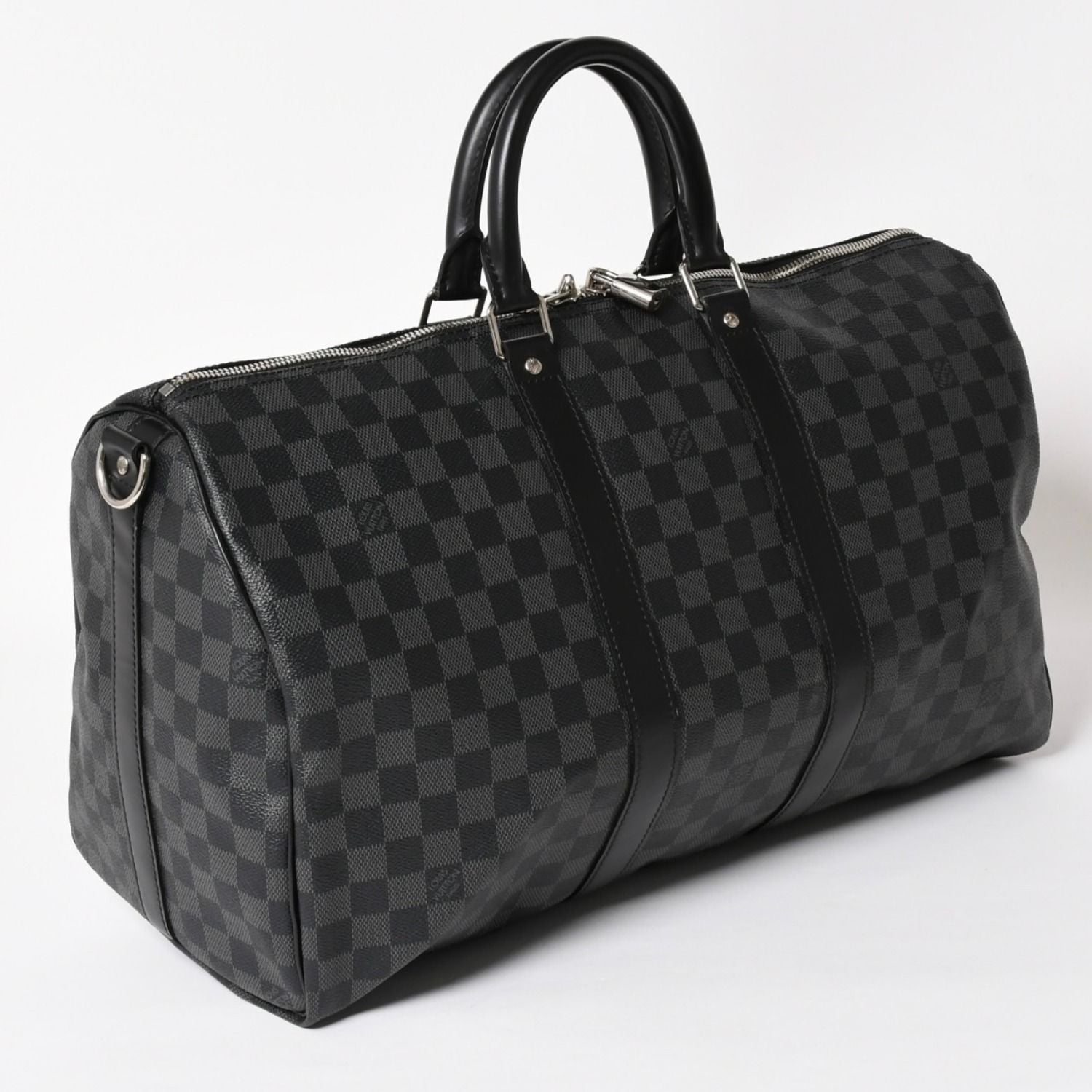Louis Vuitton Boston Keepall Bandouliere 45 Damier Graphite Black Silver — view 4