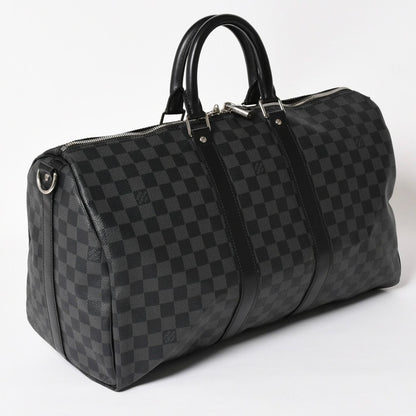 Louis Vuitton Boston Keepall Bandouliere 45 Damier Graphite Black Silver — view 4