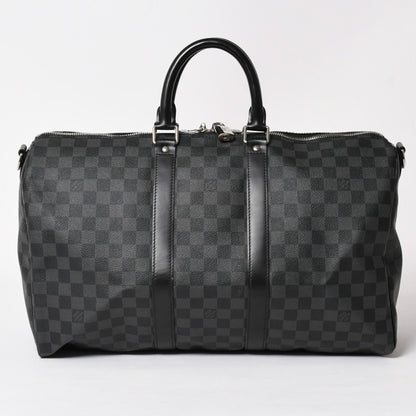 Louis Vuitton Boston Keepall Bandouliere 45 Damier Graphite Black Silver — view 2