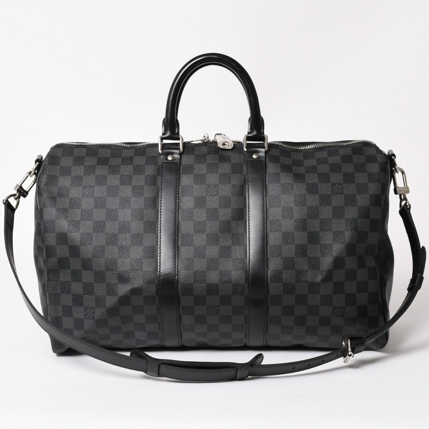 Louis Vuitton Boston Keepall Bandouliere 45 Damier Graphite Black Silver