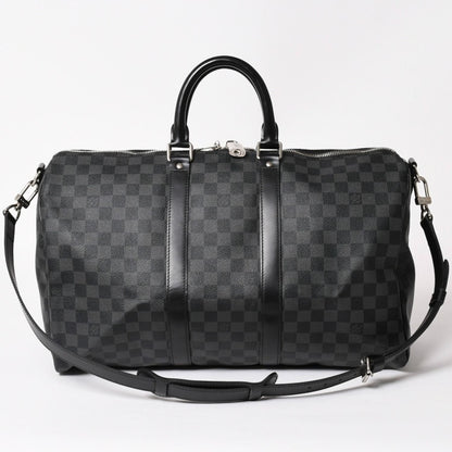 Louis Vuitton Boston Keepall Bandouliere 45 Damier Graphite Black Silver