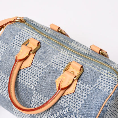 Louis Vuitton Speedy Bandouliere 25 Damier Denim Gold Handbag — view 8