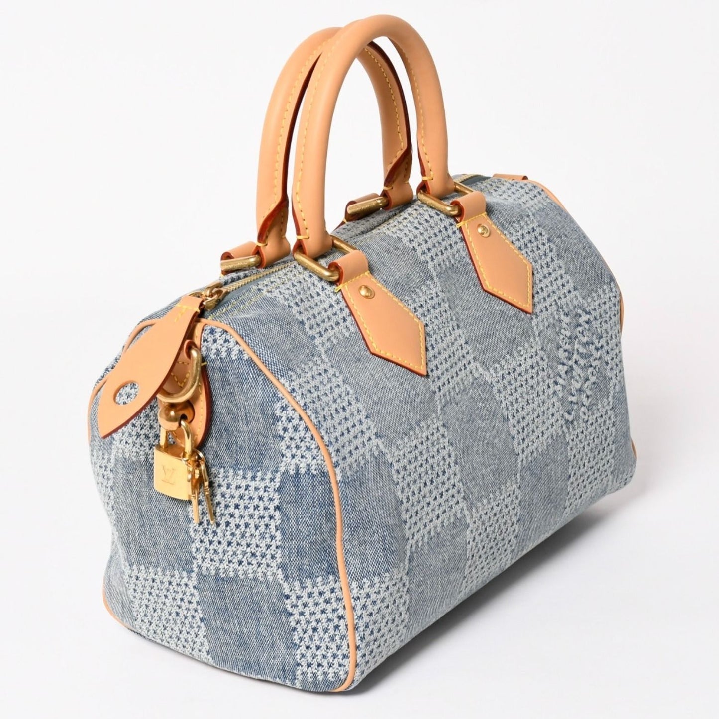 Louis Vuitton Speedy Bandouliere 25 Damier Denim Gold Handbag — view 4