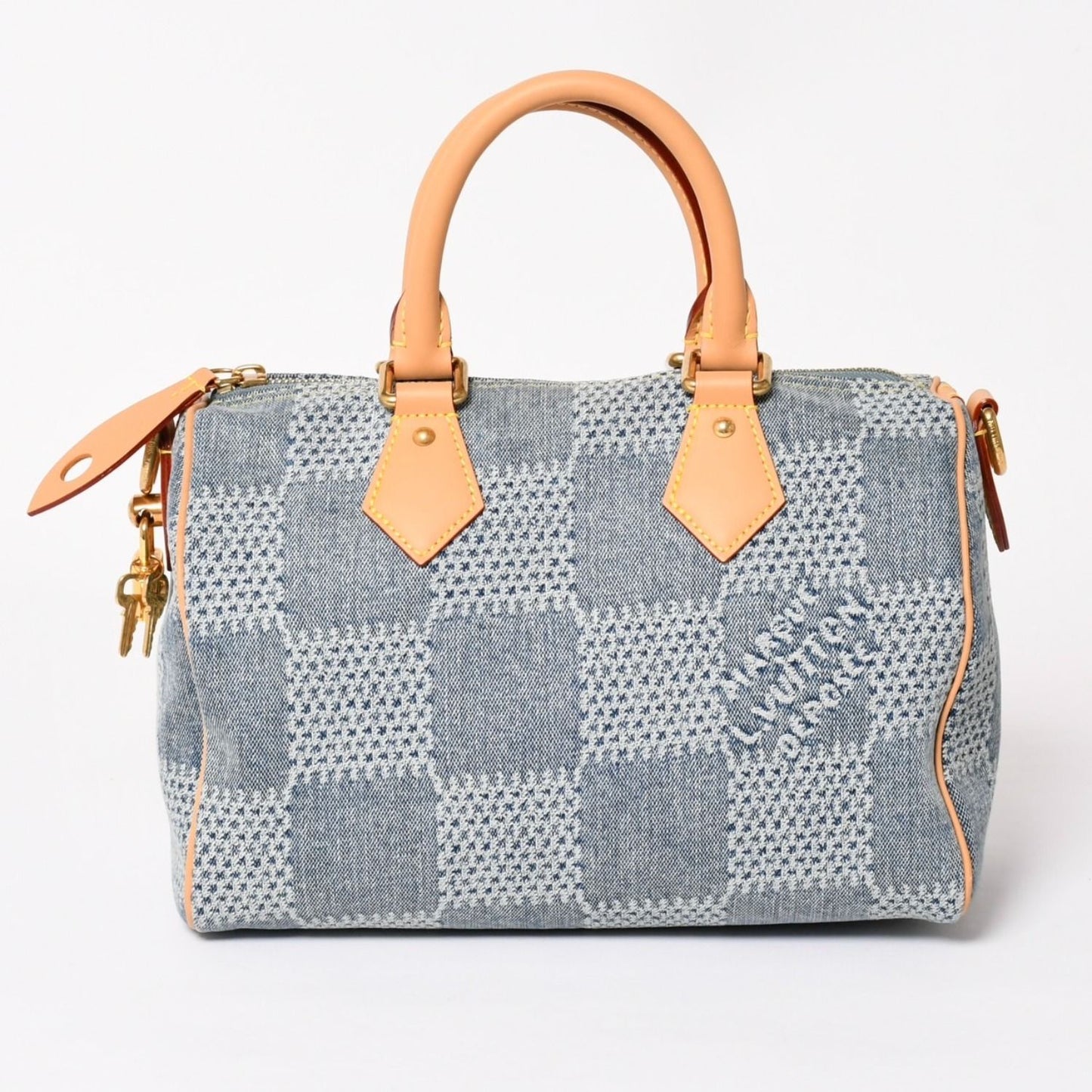 Louis Vuitton Speedy Bandouliere 25 Damier Denim Gold Handbag — view 2