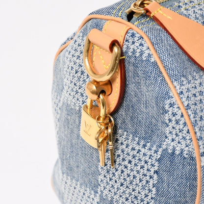 Louis Vuitton Speedy Bandouliere 25 Damier Denim Gold Handbag — view 6