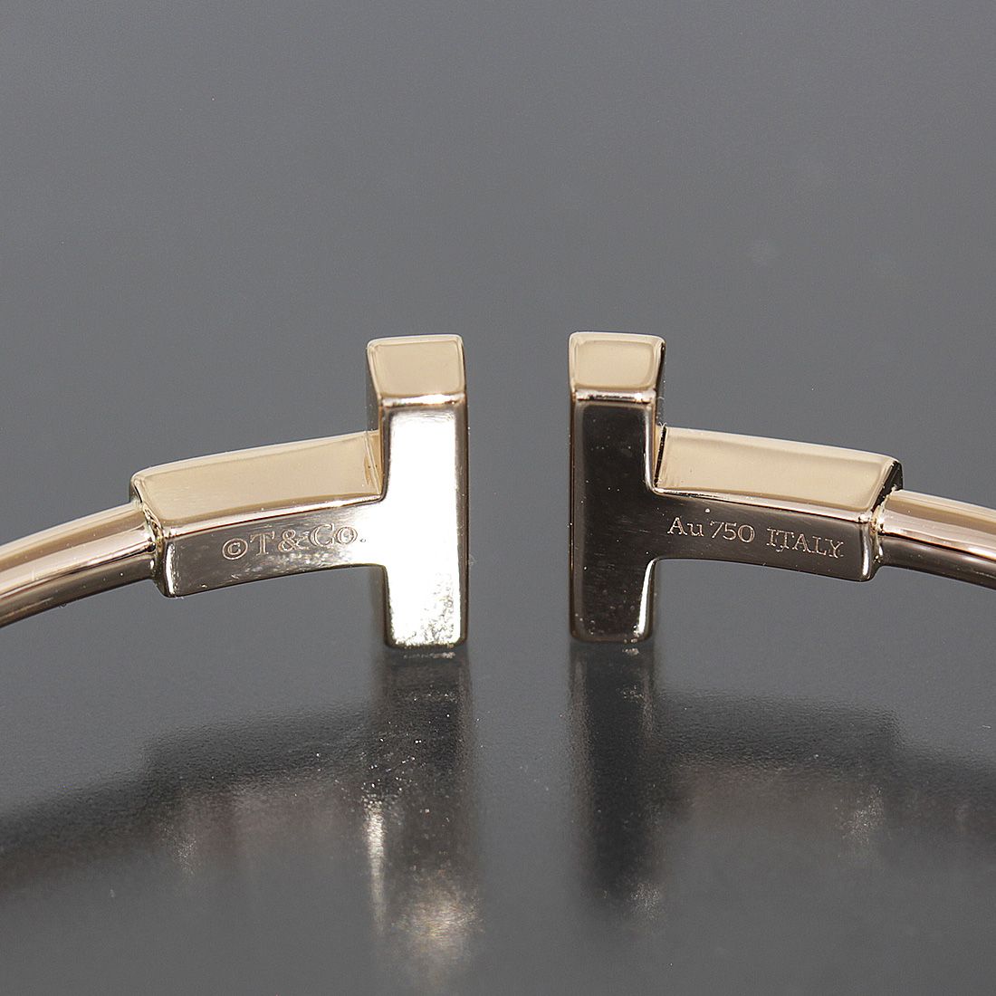 Tiffany & Co T Wire Shell Diamond Bangle Small Bracelet — view 3