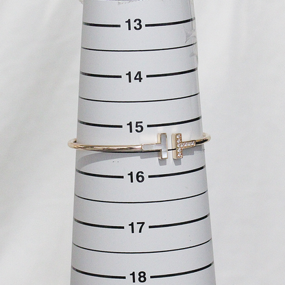 Tiffany & Co T Wire Shell Diamond Bangle Small Bracelet — view 5
