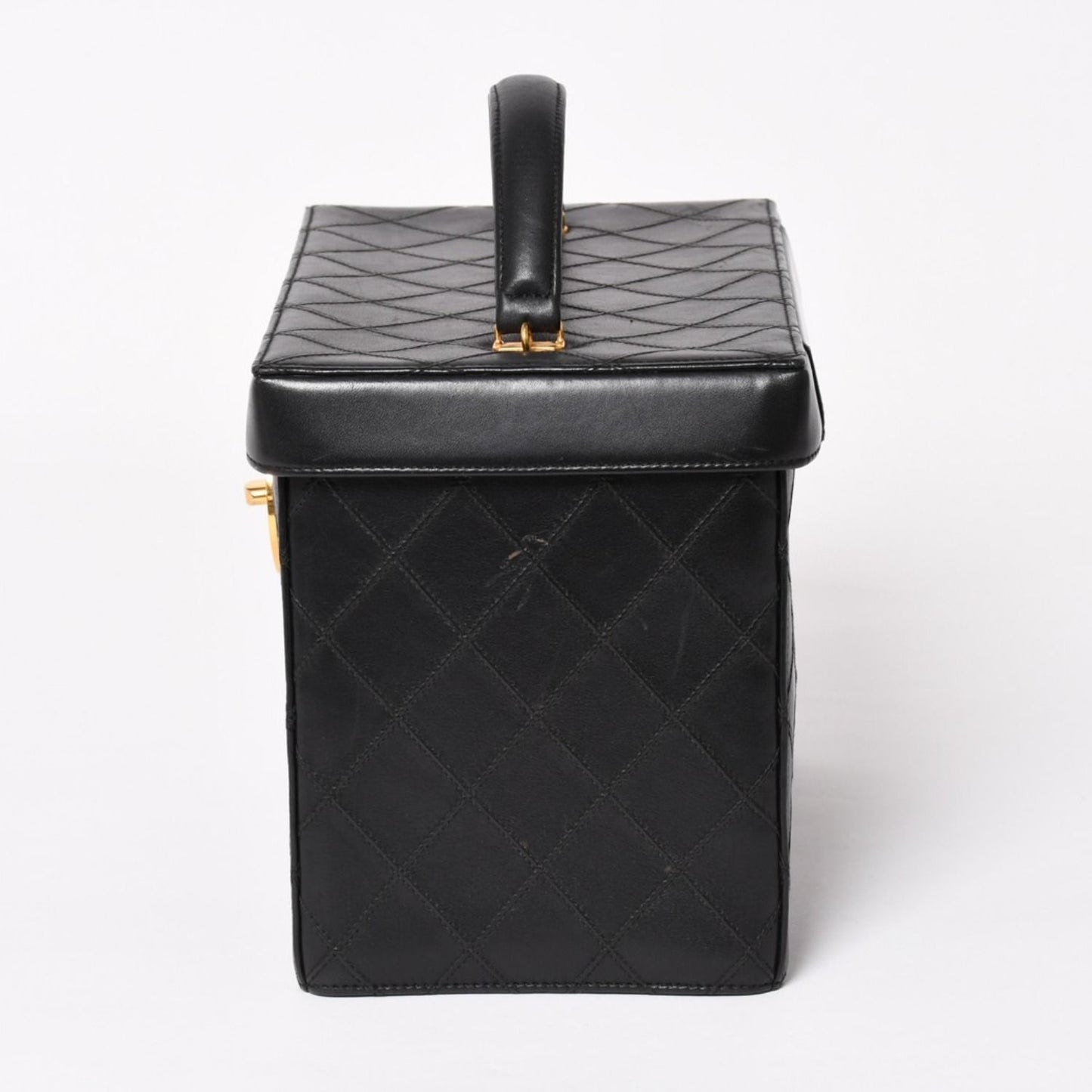 Chanel Bicolor Vanity Bag Handbag CC Logo Lambskin Black Gold — view 5