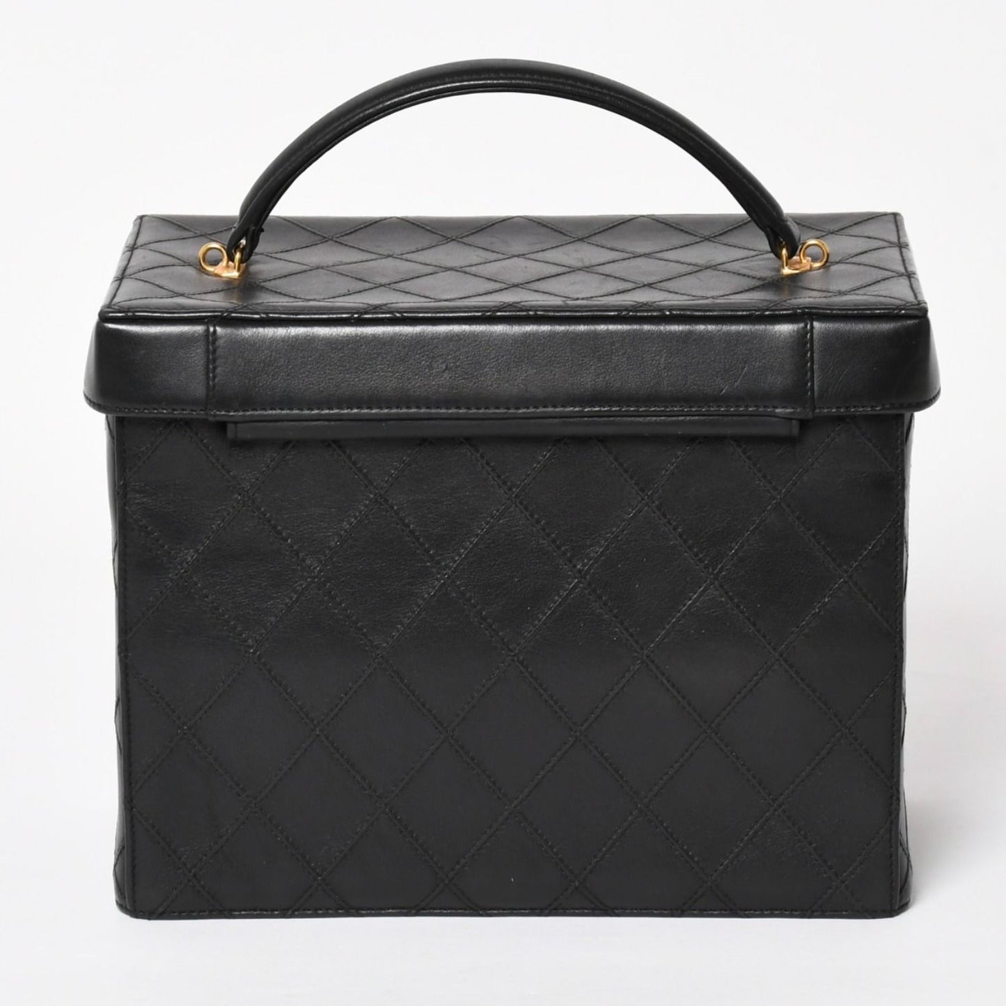 Chanel Bicolor Vanity Bag Handbag CC Logo Lambskin Black Gold — view 3