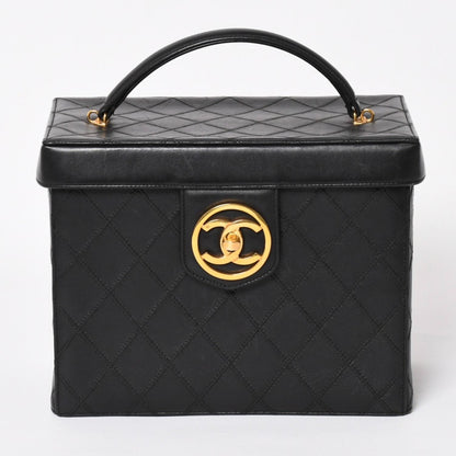 Chanel Bicolor Vanity Bag Handbag CC Logo Lambskin Black Gold — view 2
