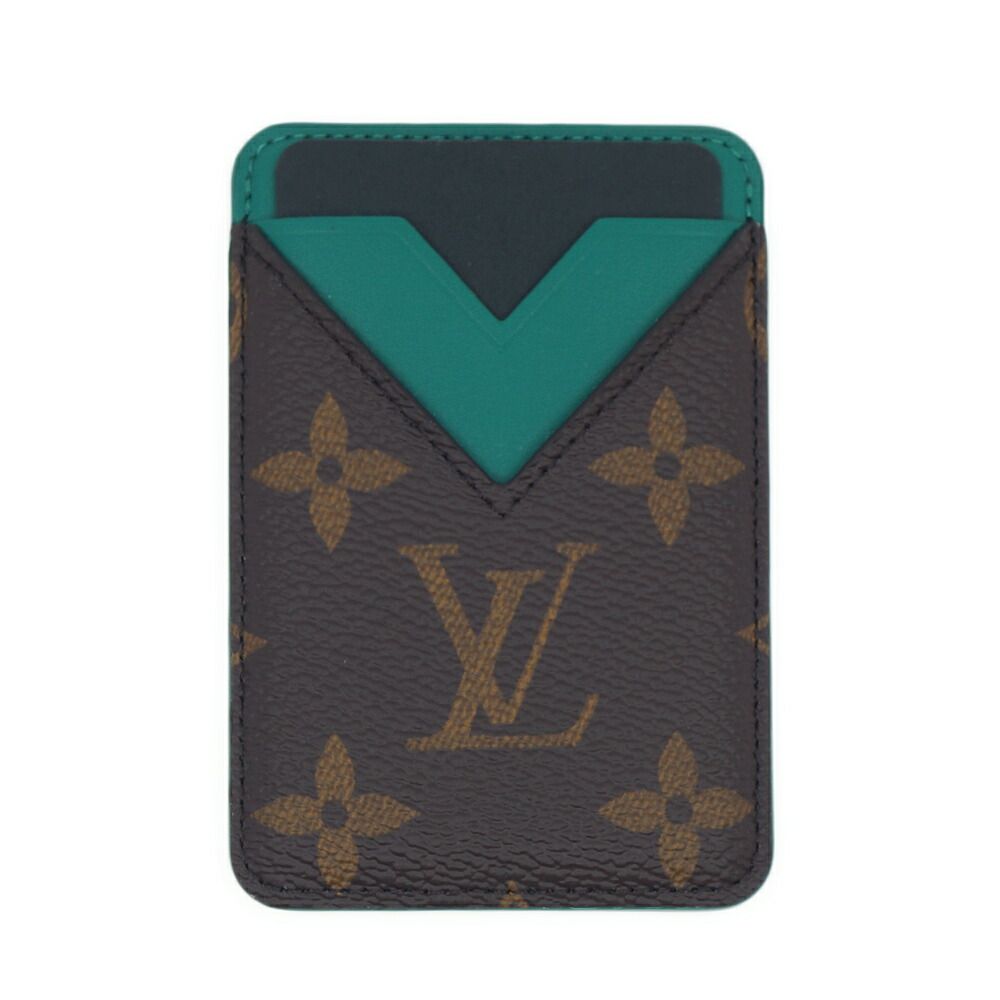 Louis Vuitton Card Holder Magnet Green Monogram Brown Case