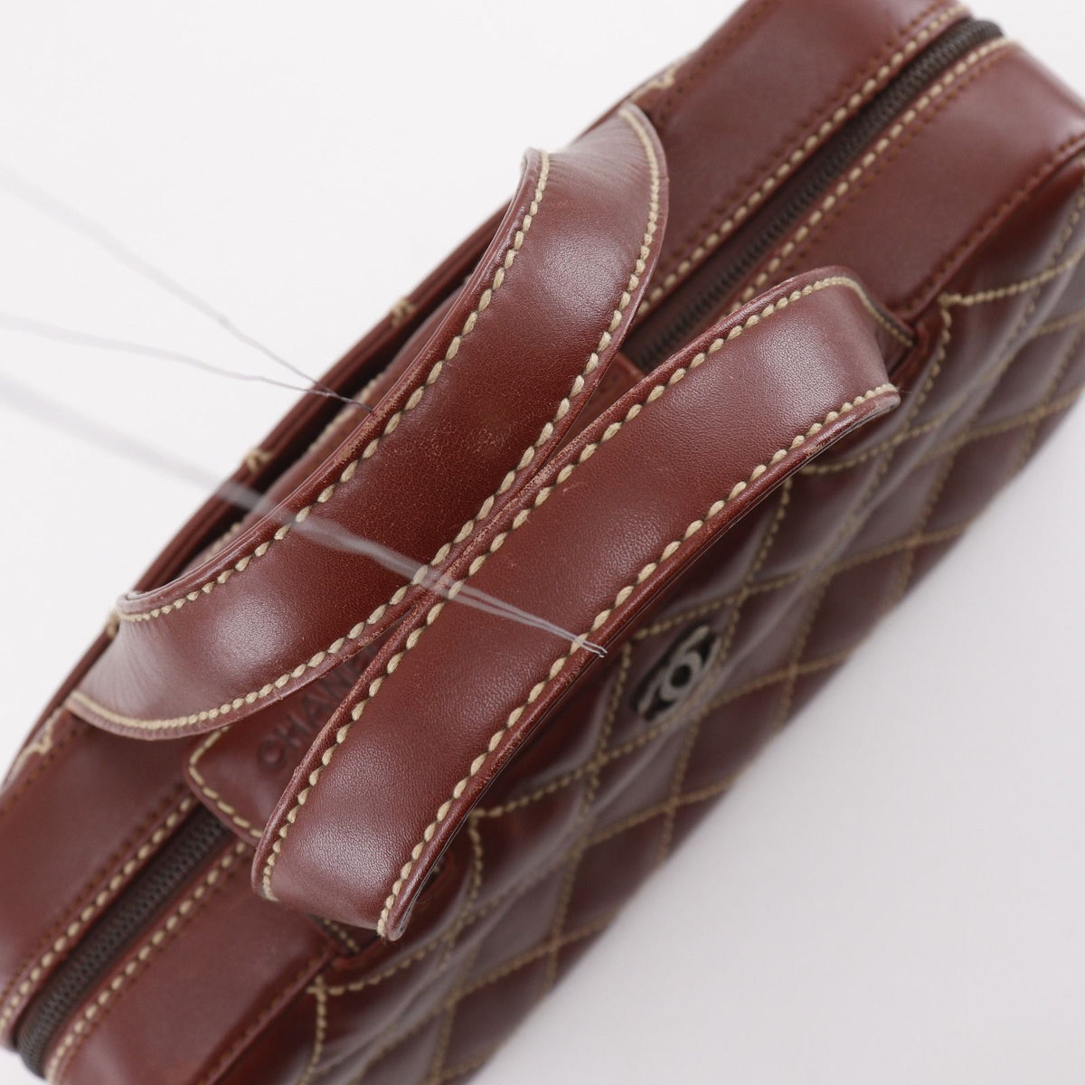 Chanel Wild Stitch Leather Red Brown Handbag — view 5