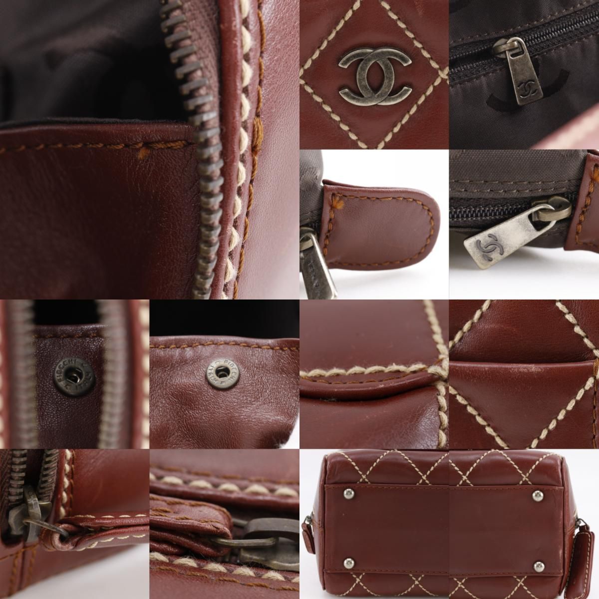 Chanel Wild Stitch Leather Red Brown Handbag — view 8