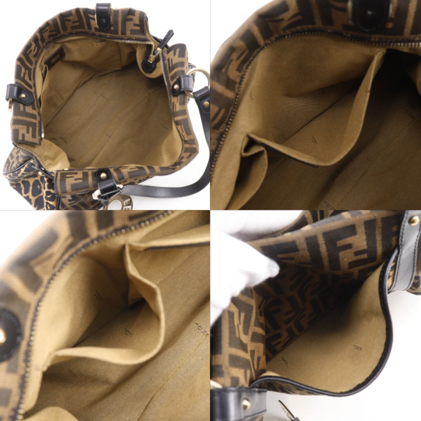 Fendi Zucca Leopard Nylon Canvas Brown Tote Bag — view 6