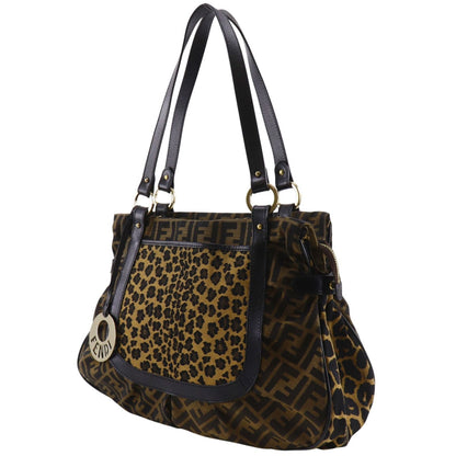 Fendi Zucca Leopard Nylon Canvas Brown Tote Bag — view 2