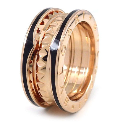 Bvlgari Ring B.Zero1 Lock Band 18K Pink Gold Black Ceramic