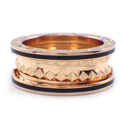 Bvlgari Ring B.Zero1 Lock Band 18K Pink Gold Black Ceramic — view 2