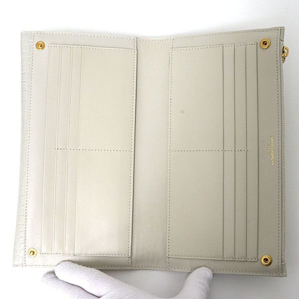 Saint Laurent Uptown Large Flap Wallet Embossed Leather Off White — view 4