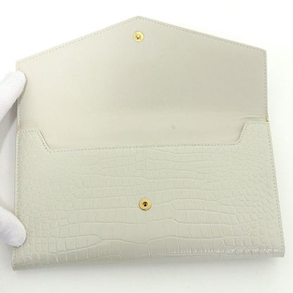 Saint Laurent Uptown Large Flap Wallet Embossed Leather Off White — view 5