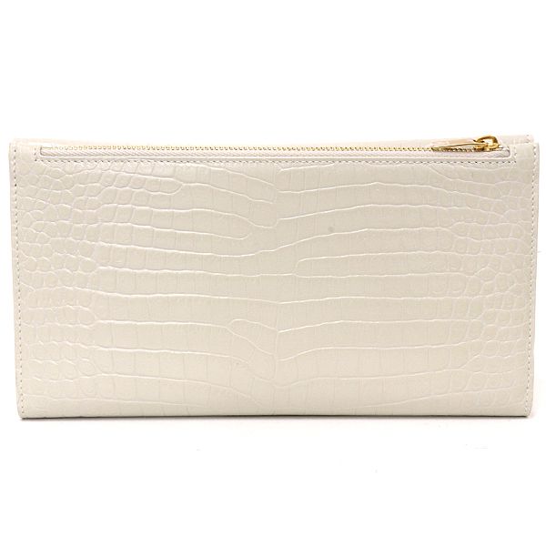 Saint Laurent Uptown Large Flap Wallet Embossed Leather Off White — view 3
