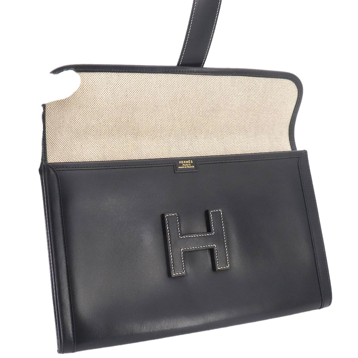 Hermes Jige PM Clutch Box Calf Black — view 6