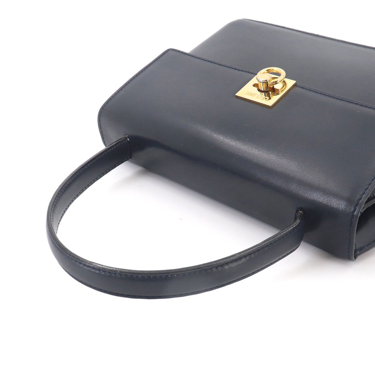 Celine Hand Bag Leather Navy Gold Vintage — view 5