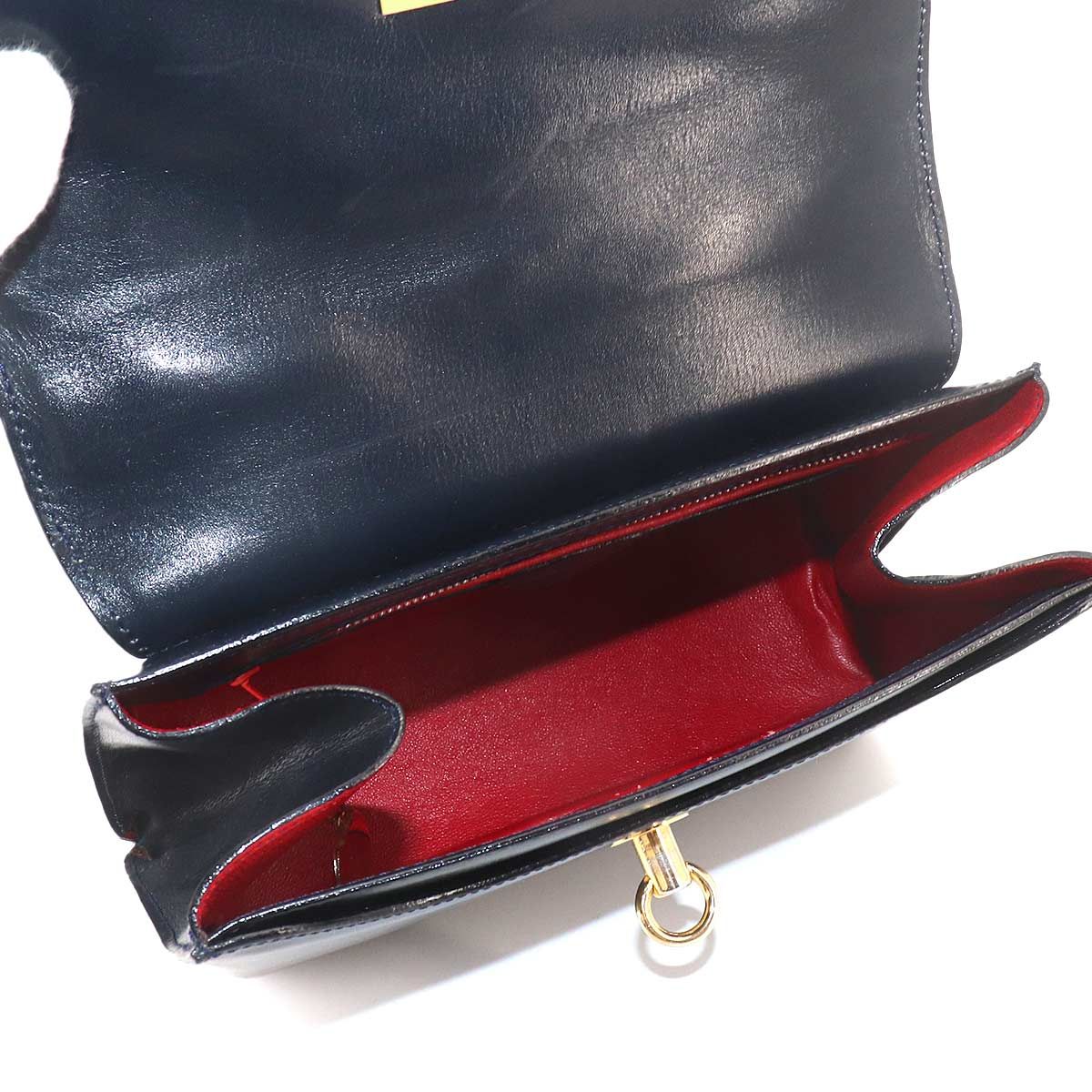 Celine Hand Bag Leather Navy Gold Vintage — view 6