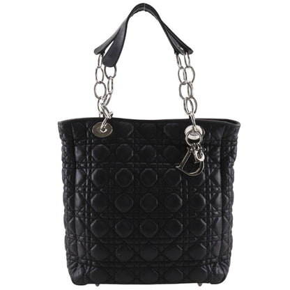 Dior Lady Dior Cannage Chain Tote Bag Lambskin Black